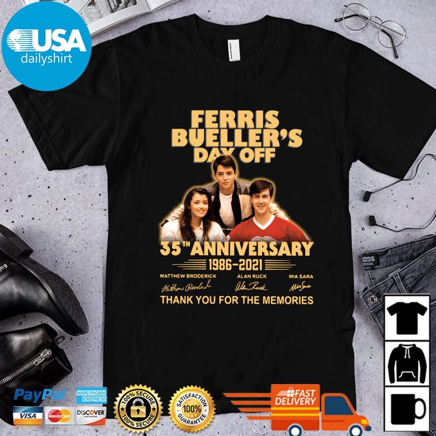 35th Anniversary 1986-2021 Ferris Bueller's Day Off Thank You For The Memories Signatures Shirt