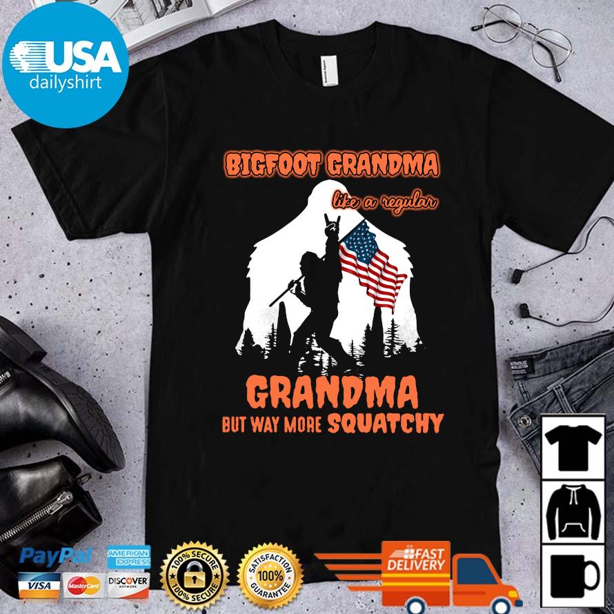 Bigfoot Grandma Like A Regular Grandma But Way More Squatchy American Flag Shirt