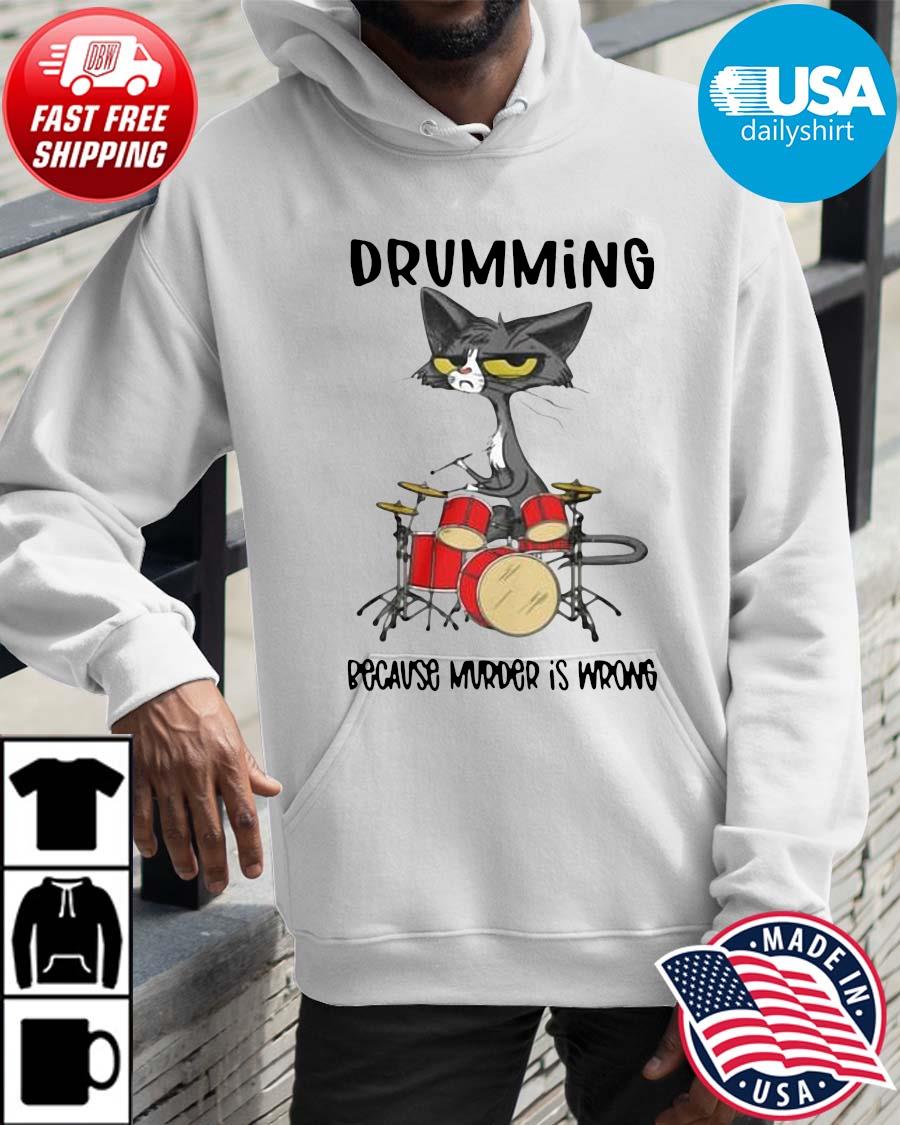 Black cat drumming because murder is wrong Hoodie trangs