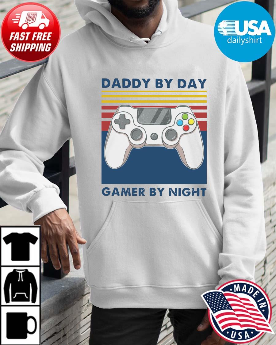 Daddy By Day Gamer By Night Game Controller Vintage Hoodie trangs