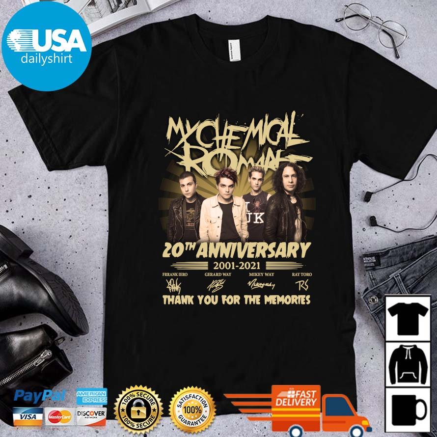 My Chemical Romance 20th anniversary 2001-2021 thank you for the memories signatures shirt