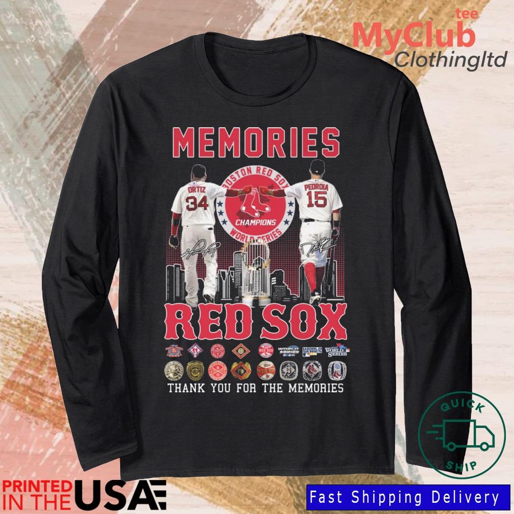 David Ortiz and Dustin Pedroia memories Red Sox thank you for the memories  signatures shirt, hoodie, sweater, long sleeve and tank top