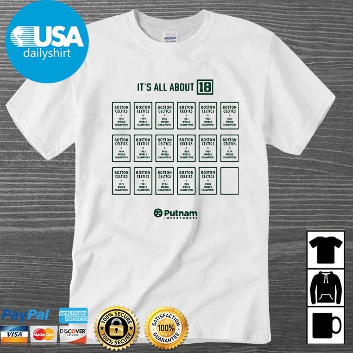Official It's All About 18 Putnam Investments Boston Celtics Shirt, hoodie,  sweater, long sleeve and tank top