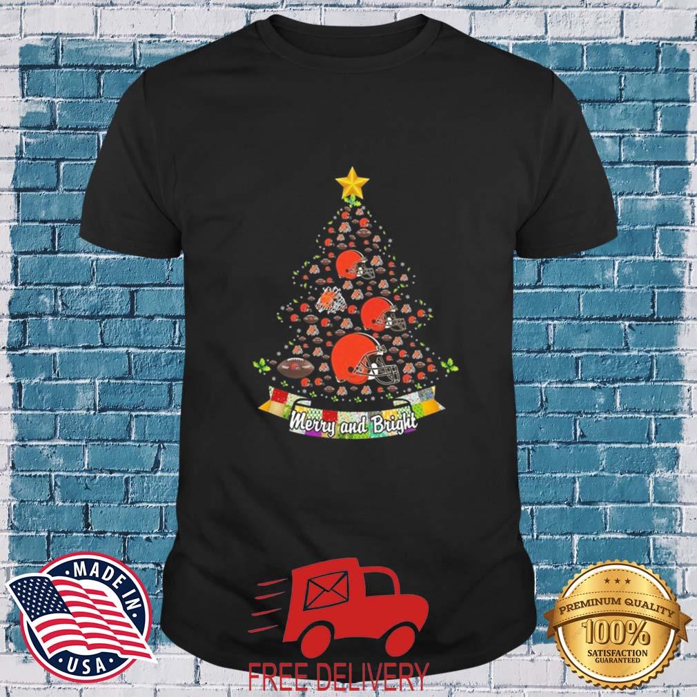 Merry And Bright Cleveland Browns NFL Christmas Tree 2022 Shirt
