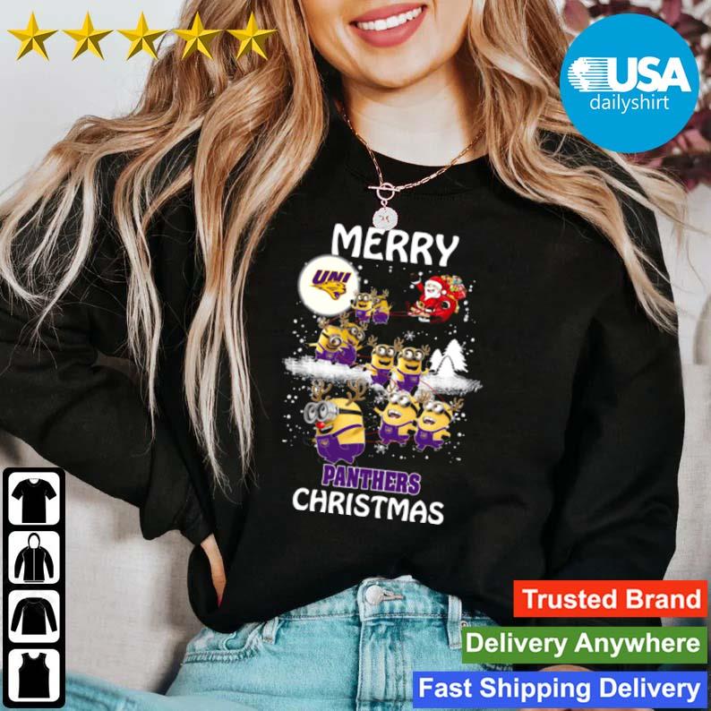 Favorable UNI Panthers Minion Christmas Santa Claus With Sleigh Sweater