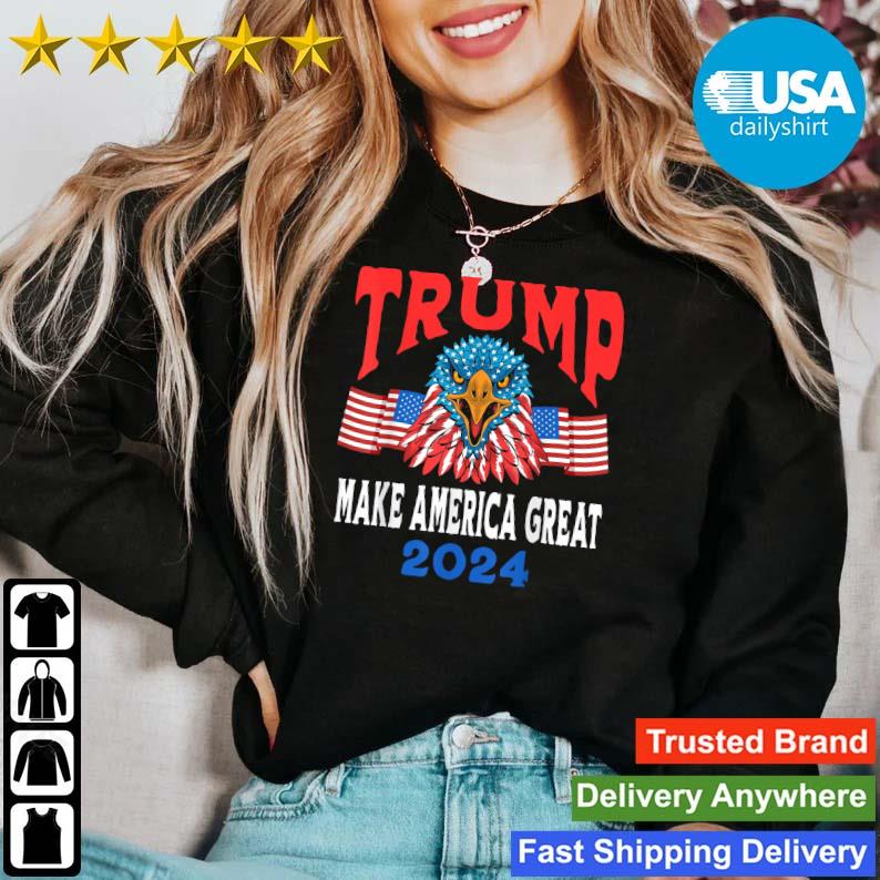 Trump 2024 T-Shirt Maga USA Republican American Flag Eagle T-Shirt