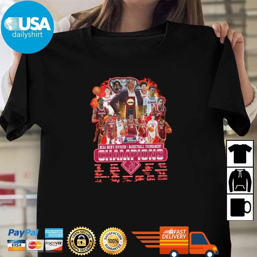 Original Alabama 2024 March Madness NCAA Men's Division Basketball Tournament Champions Signatures Shirt