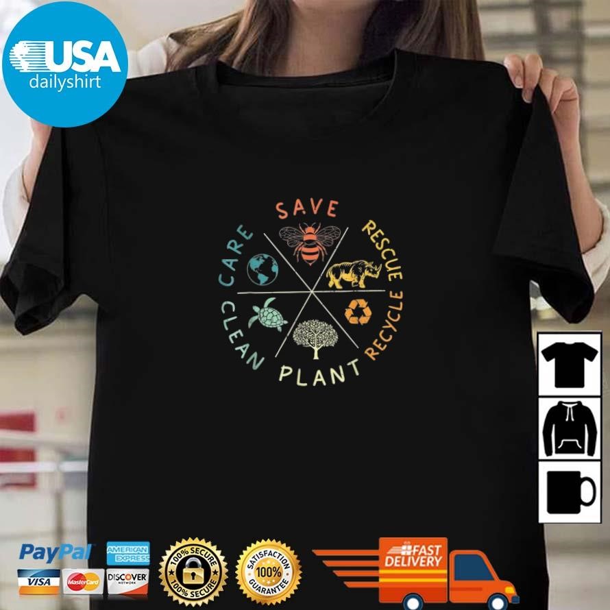 Original Save Bees Rescue Animals Recycle Plastic Earth Day Shirt