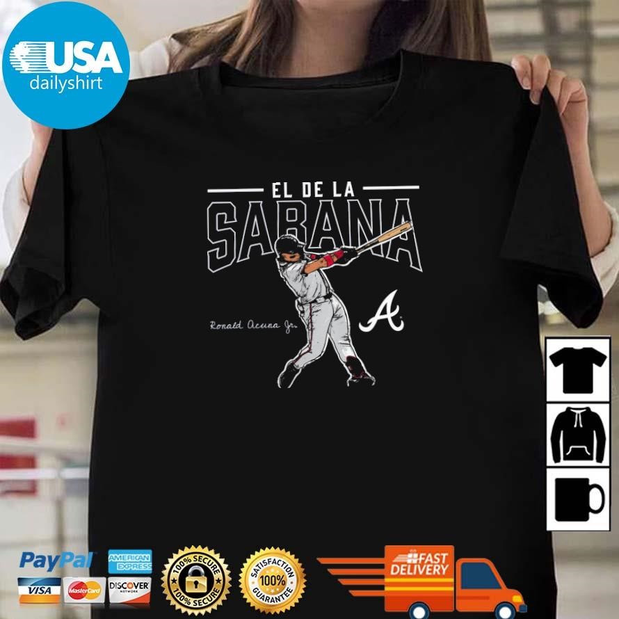 Original Ronald Acuña Jr. Navy Atlanta Braves Player Swing Signature Shirt