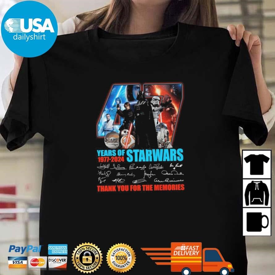 Original Star Wars 47 Years Of The Memories 1977-2024 Thank You Fan Signatures Shirt